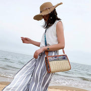 Handwoven Straw Shoulder Bag for Women Bohemian Crossbody Purse Cellphone Bag