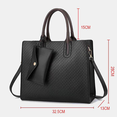 Women Woven Tote Casual Handbag Top Handle Satchel with Small Wallet