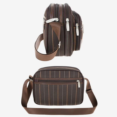 Triple Compartment Crossbody Bag Women Men Stripe Oxford Shoulder Bag