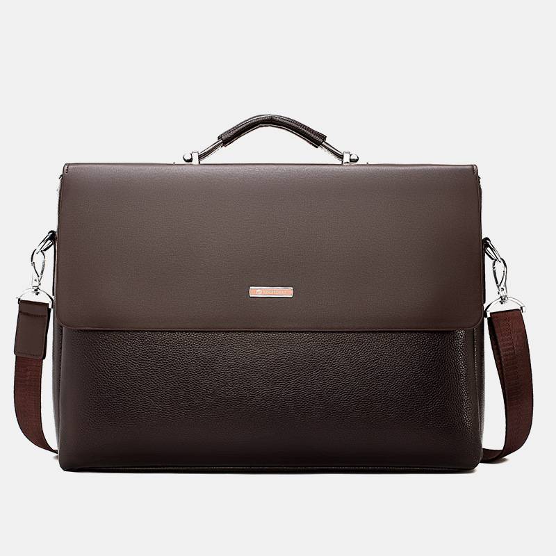 Briefcase for Men Business Computer PU Leather Casual Shoulder Bag