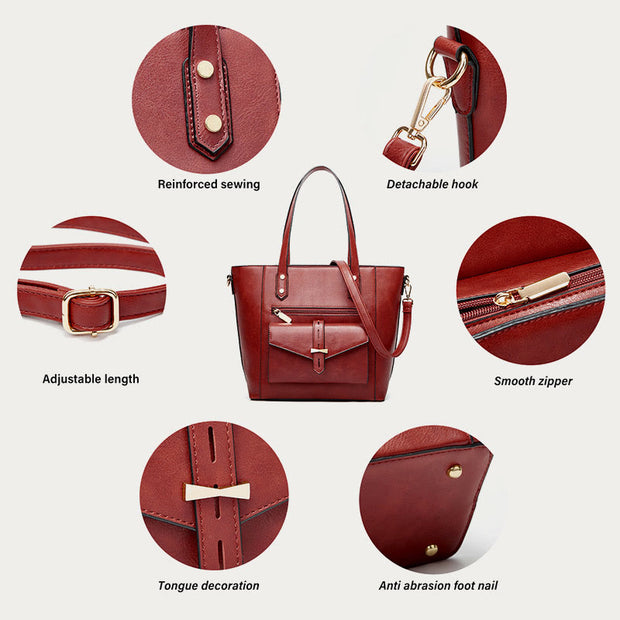 Bag Set For Women Large Capacity Tote Crossbody Leather Bag