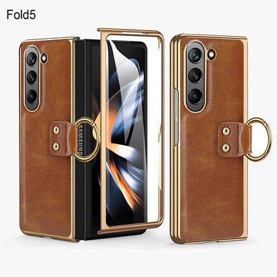 Samsung Fold Series Anti Drop Leather Ring Phone Case