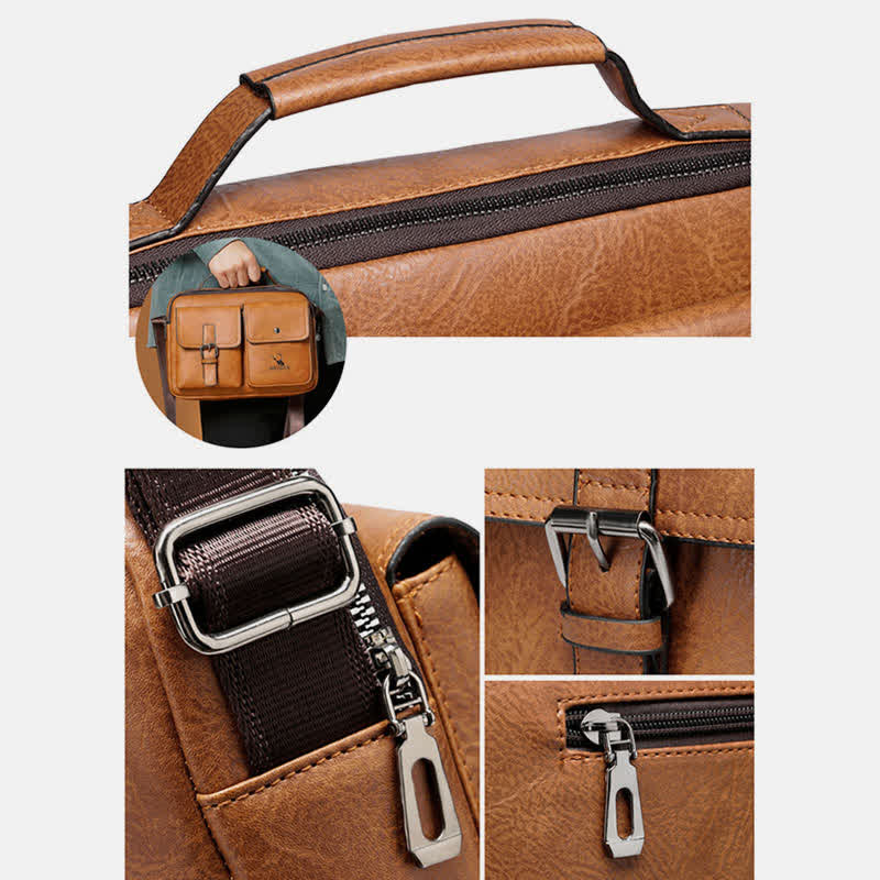 Mens Messenger Bag Waterproof Vintage Leather Briefcase Satchel Shoulder Bag