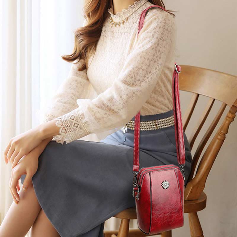 Soft Leather Phone Bag For Lady Crossbody Mini Bag