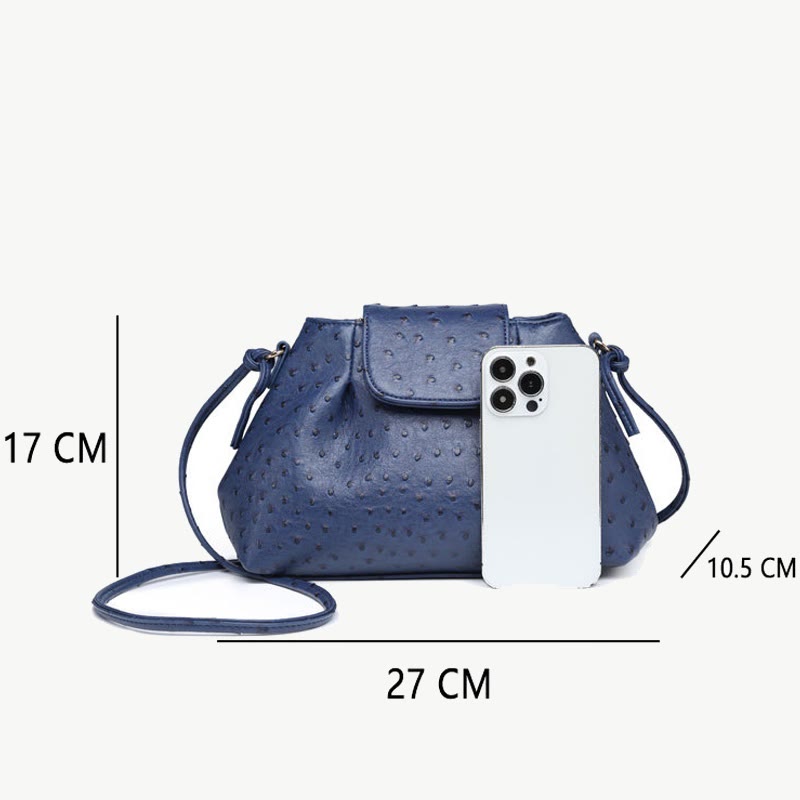 Ostrich Print Crossbody Bag Women Plain Color Cloud Bag