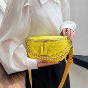 Rhomboid Quilted Chest Bag Women Chain Decor Waist Bag