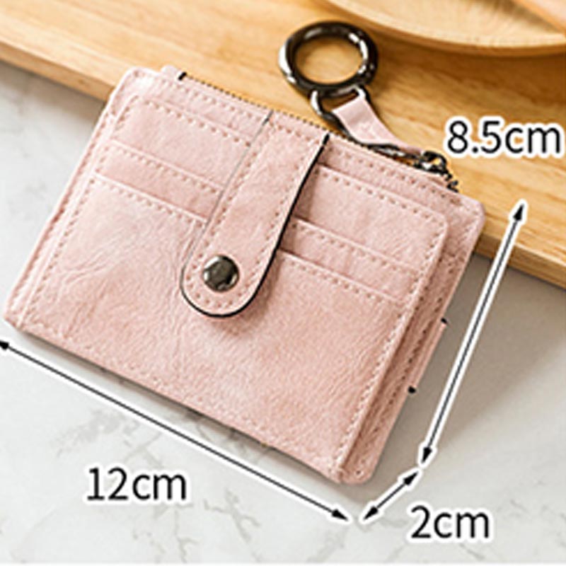 Slim Card Case Front Pocket Wallet Women Credit Card Holder with Keychain