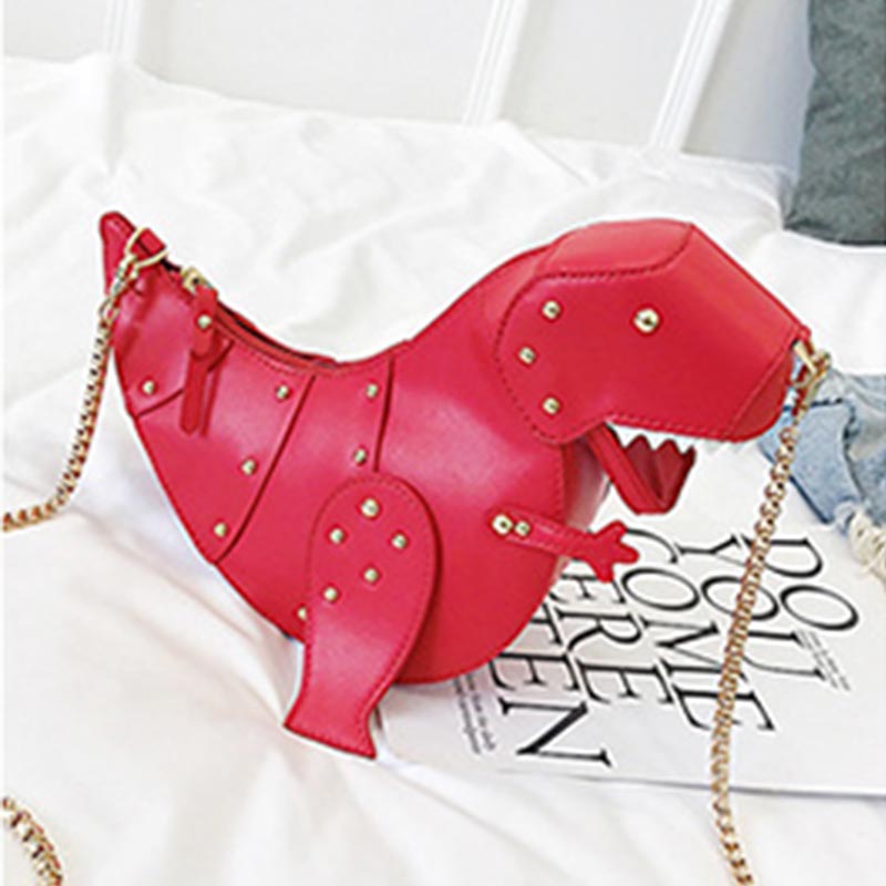 Women Mini Crossbody Bag Cute Dinosaur Shape Chain Strap Crossbody Shoulder Bag