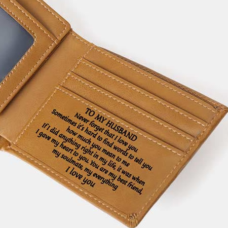 Engraved Mens Wallet Trifold Leather Card Holder Gifts for Son Grandson