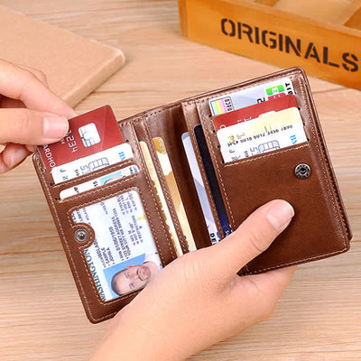 Mens RFID Blocking Wallet Soft PU Leather Credit Card Holder