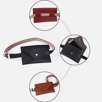 Stylish Waist Bag Vegan Leather Envelope Women Belt Bag