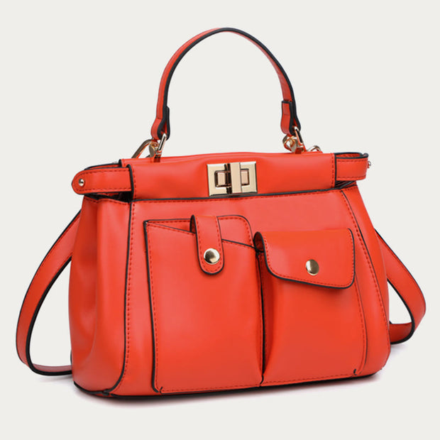 Elegant Top-Handle Bag For Women Buckle Satchel Shoulder Bag