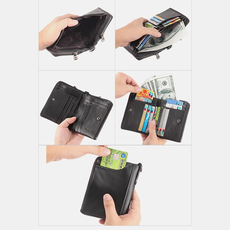 Genuine Leather RFID Multi-Slot Mini Wallet