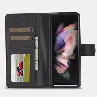 Clamshell Phone Case For Samsung Z Fold Card Holder Wallet Cellphone Protective Cover