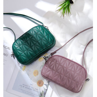 Triple Compartment Lady Bag Diamond Check Embroidered Elegant Crossbody Bag