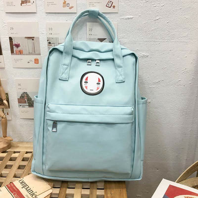 Backpack for Women Light Color Cartoon Smile Nylon School Handbag