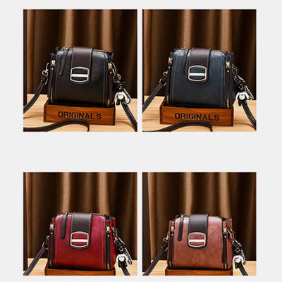 Top-Handle Bag for Women Daily Shopping Bucket Leather Crossbody Bag