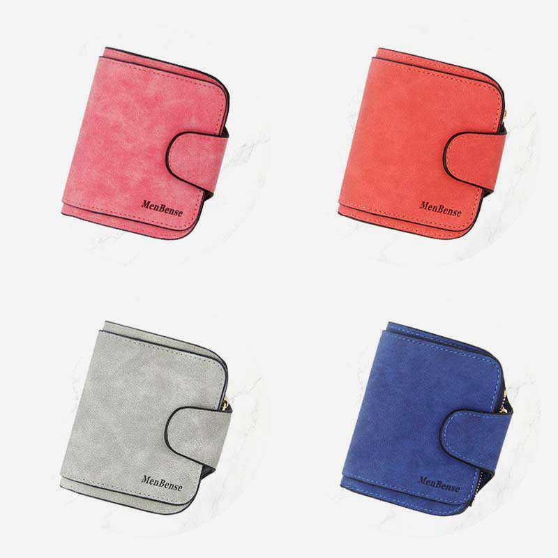 Small Wallet for Women Multi-Slot Zipper Pocket Bifold Wallet with ID Window