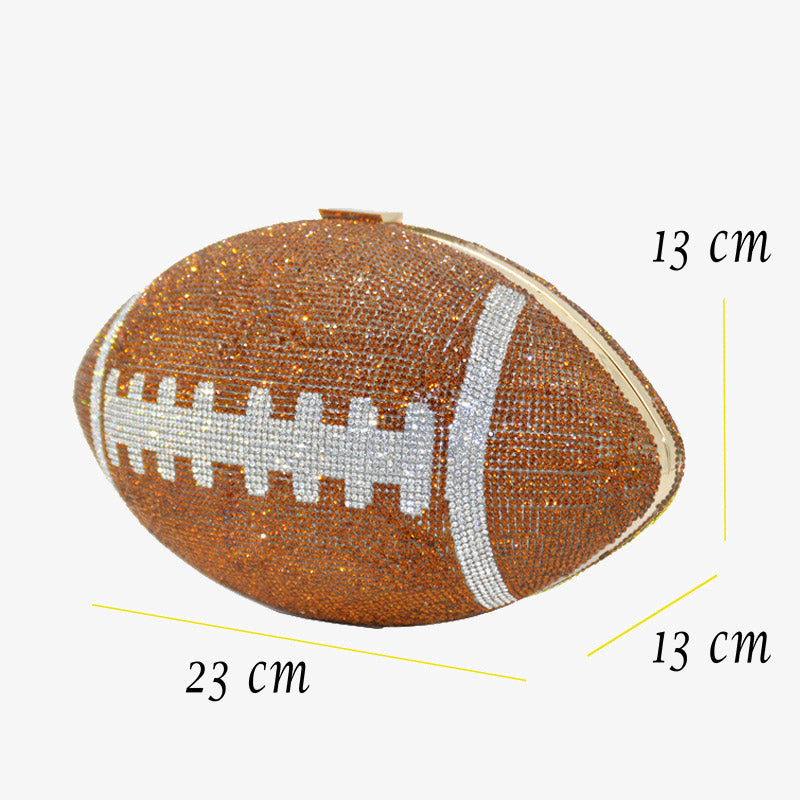 Rhinestone Banquet Evening Bag For Women Sparkle Football Purse