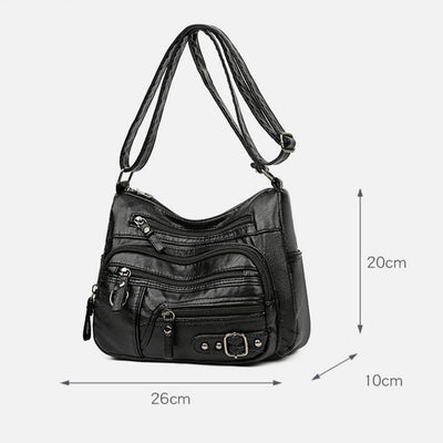 Multiple Pocket Minimalist Leather Purse For Women Organized Crossbody Bag