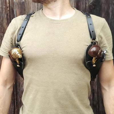 Retro Medieval Leather Shoulder Holster Adjustable Underarm Double Shoulder Bag