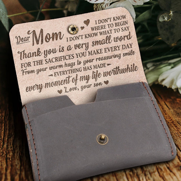 Clamshell Wallet For Family Engraving Leather Purse Birthday Gift