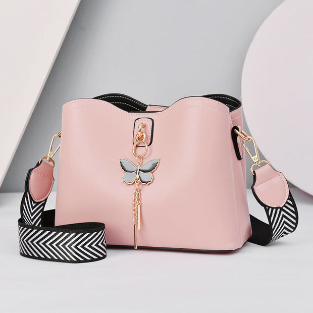 Crossbody Bag For Women Plain Color Butterfly Leather Shoulder Bag