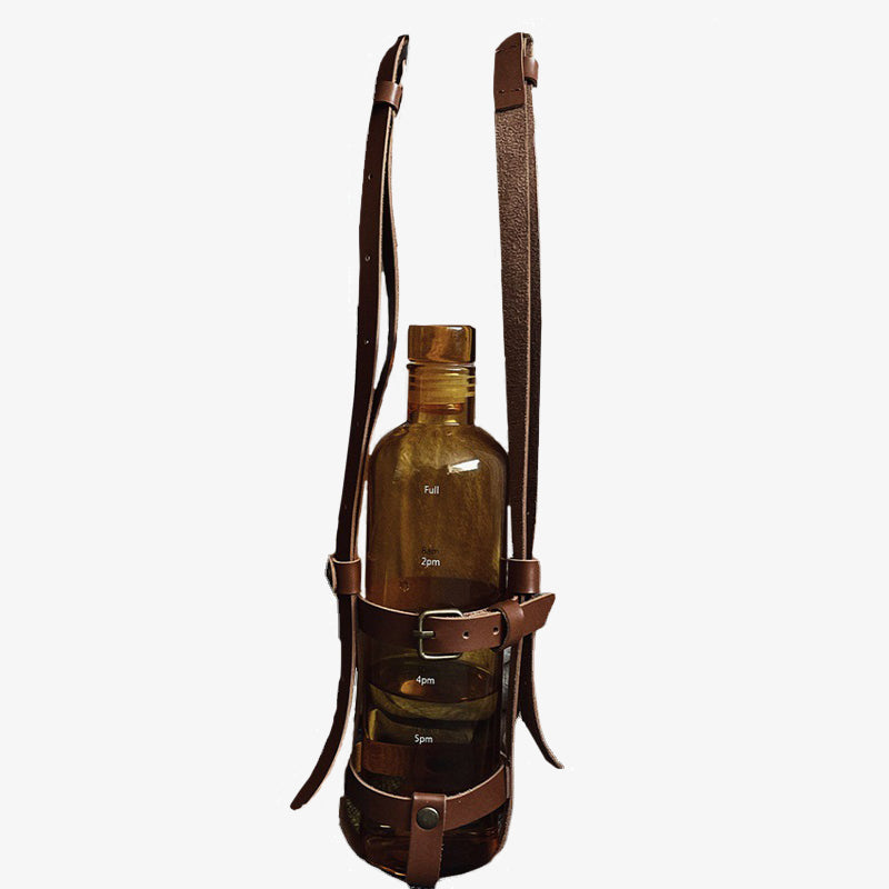 Strap Cup Set For Outdoor Crossbody Leather Bottle Cover