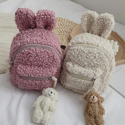 Multi-carry Baby/Toddler Rabbit Ear Plush Backpack Mini Backpack for Boys Girls