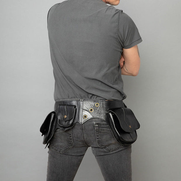 Waist Bag For Men Multi Pocket Rivet Punk Style Daily Bag