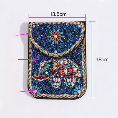 Bohemian Phone Bag Women Shell Flowers Pattern Magnetic Crossbody Bag