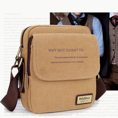 Men's Thicken Canvas Bag Durable Wide Strap Crossbody Shoulder Bag