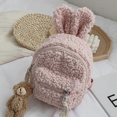 Multi-carry Baby/Toddler Rabbit Ear Plush Backpack Mini Backpack for Boys Girls