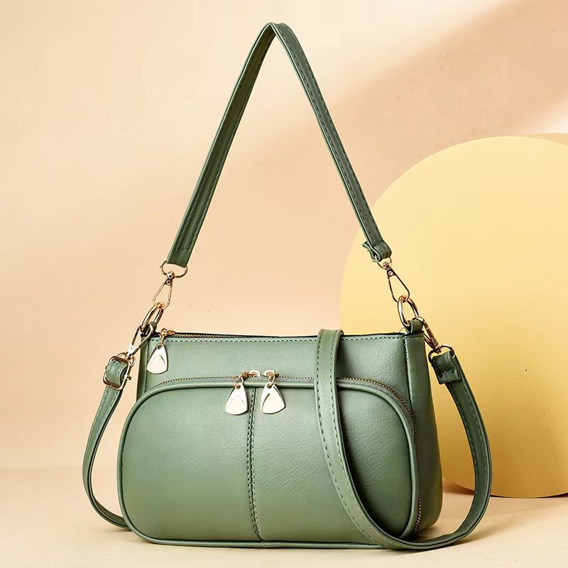 Douple Compartment Underarm Purse For Lady Solid Color Crossbody Bag