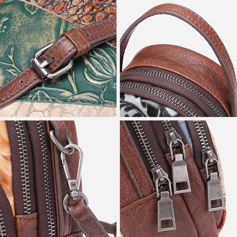 Phone Bag For Women Color Random Stitching Leather Crossbody Bag