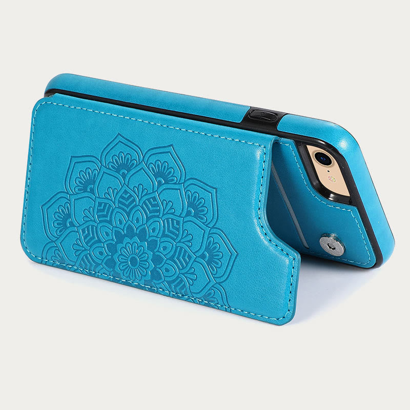 Phone Case For Daily Flower Pattern Magnetic Button Leather Case