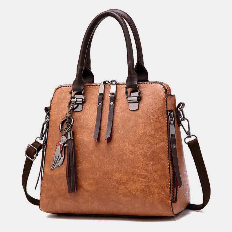 Handbags Purses for Women Vegan Leather Top-Handle Shoulder Bag with Zipper