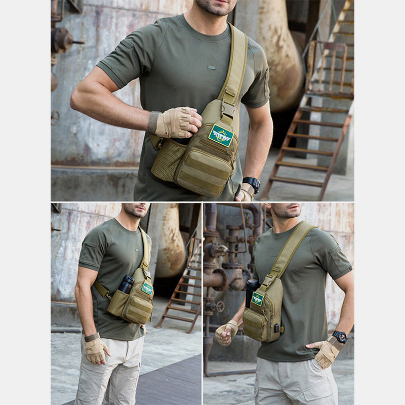 Tactical Military Lightweight Sling Bag Multi-Pocket Crossbody Pack with USB Charging Port