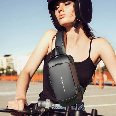 Anti-theft Waterproof Large Capacity Casual Sling Bag With USB Charging Port & Reflective Strip