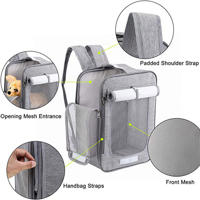 Pet Backpack Carrier Foldable Pet Backpack Handbag for Cats Small Dogs