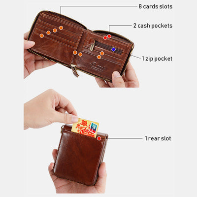 Large Capacity Retro RFID Multi-Slot Mini Wallet