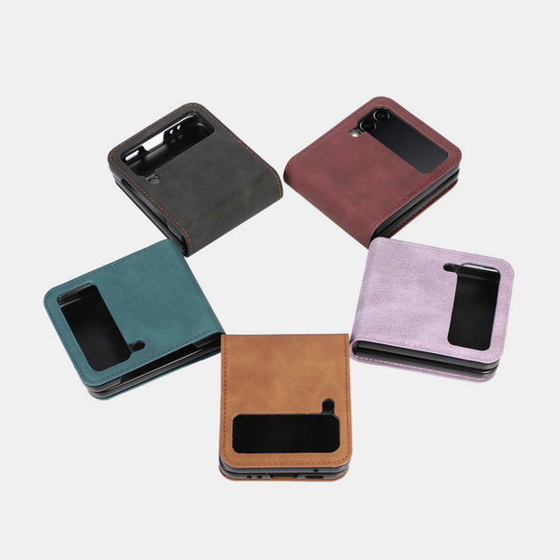 FREE TODAY: Samsung Z Flip 3 Folding Skin Cover Leather Phone Case PC Cover