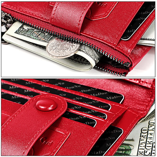 Rfid Blocking Leather Retro Wallet With Chain