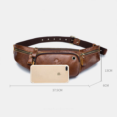 Retro Multi-Pocket Multifunctional Sling Bag Waist Bag