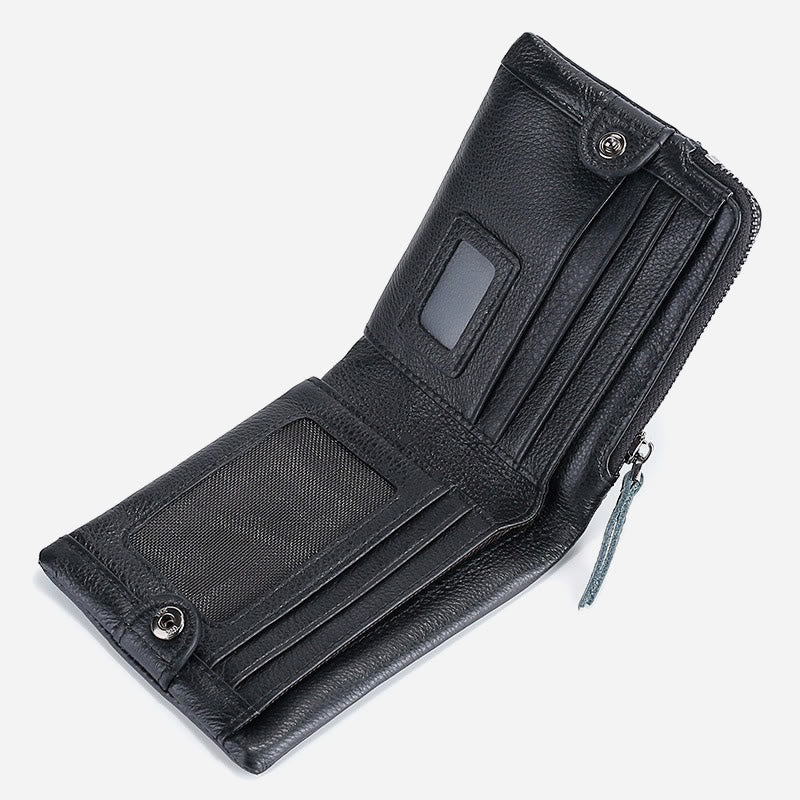 Wallet For Men Genuine Leather RFID Antimagnetic Change Coin Clip