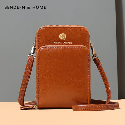 Sunflower Leather Phone Bag Multi-Slot Crossbody Mini Bag with Card Holder Coin Purses