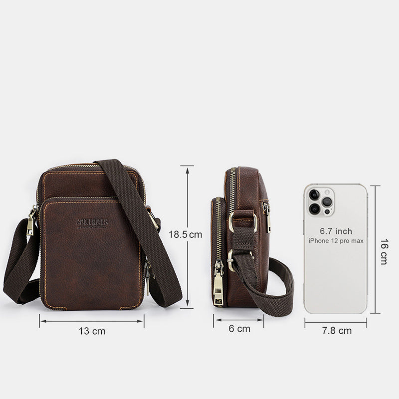 Genuine Leather Crossbody Bag for Men Small Phone Purse Messenger Shoulder Bag