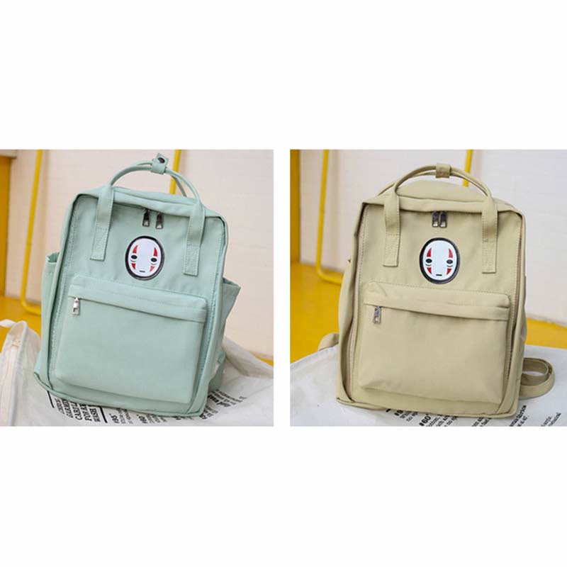 Backpack for Women Light Color Cartoon Smile Nylon School Handbag