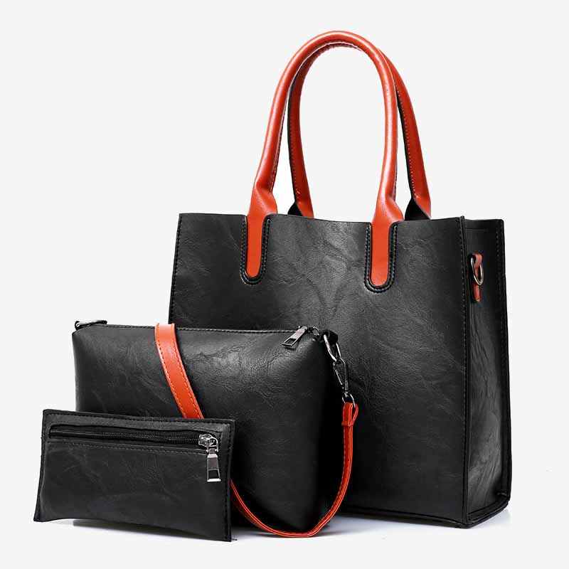 Classic Business Tote For Women Commuter Leather Bag Set