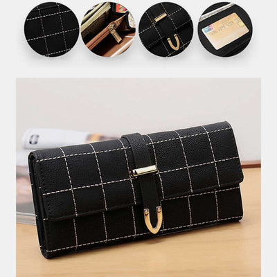 Multi-slot Fashion Women's Leather Wallet Trifold Long Wallet Card Holder